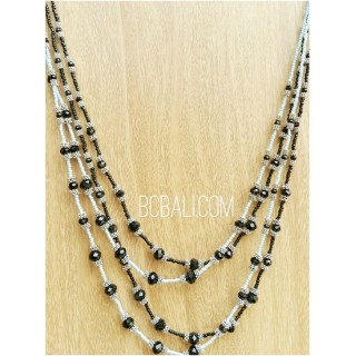 two color crystal beads bronze necklaces